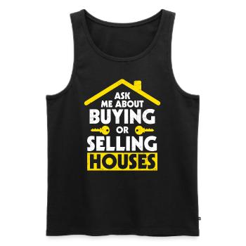 Realtor - Men's Premium Organic Tank Top - black - Front - Michal (187cm)