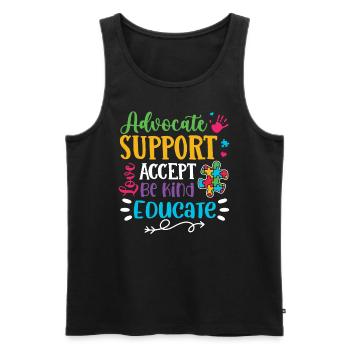 Journée de sensibilisation à l’autisme : Cadeau pour autistes - Débardeur bio Premium Homme - noir - Devant - Michal (187cm)