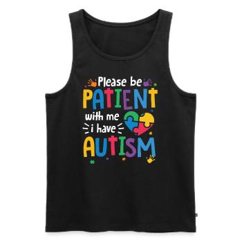 Journée de sensibilisation à l’autisme Cadeau autiste - Débardeur bio Premium Homme - noir - Devant - Michal (187cm)