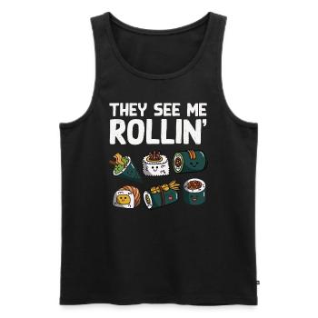 Sushi Essen Japan Nigiri Geschenk - Männer Premium Bio Tank Top - Schwarz - Vorne - AI Model Male 178 light (178cm)