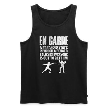 Fechten - Männer Premium Bio Tank Top - Schwarz - Vorne - AI Model Male 178 light (178cm)