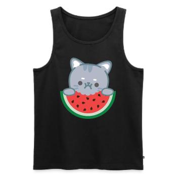Melon pastèque Fruit d’été Cadeau végétalien - Débardeur bio Premium Homme - noir - Devant - AI Model Male 178 light (178cm)