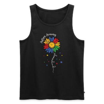Journée de sensibilisation à l’autisme Cadeau autiste - Débardeur bio Premium Homme - noir - Devant - Michal (187cm)