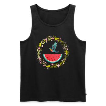 Melon pastèque Fruit d’été Cadeau végétalien - Débardeur bio Premium Homme - noir - Devant - AI Model Male 178 light (178cm)