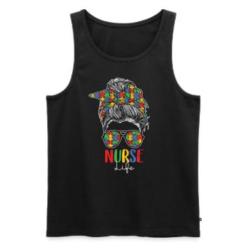 Autisme - Débardeur bio Premium Homme - noir - Devant - Michal (187cm)