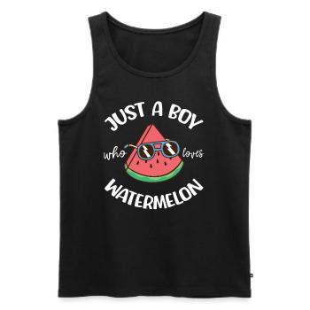 Watermelon Melon Summer Fruit Vegan Gift - Men's Premium Organic Tank Top - black - Front - Michal (187cm)