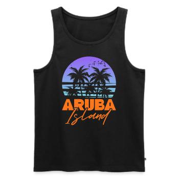 Aruba Caribbean Summer Ocean Beach Gift - Men's Premium Organic Tank Top - black - Front - AI Model Male 178 light (178cm)