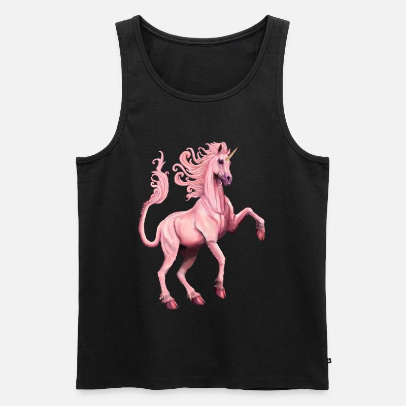 rosa Einhorn - Männer Premium Bio Tank Top - Schwarz