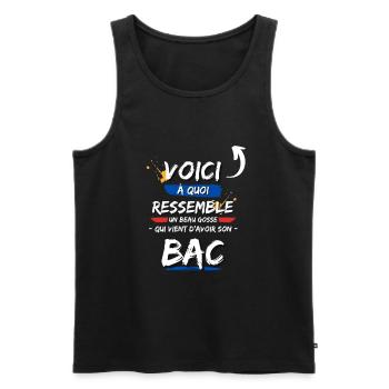 t shirt beau gosse BAC - Débardeur bio Premium Homme - noir - Devant - Michal (187cm)