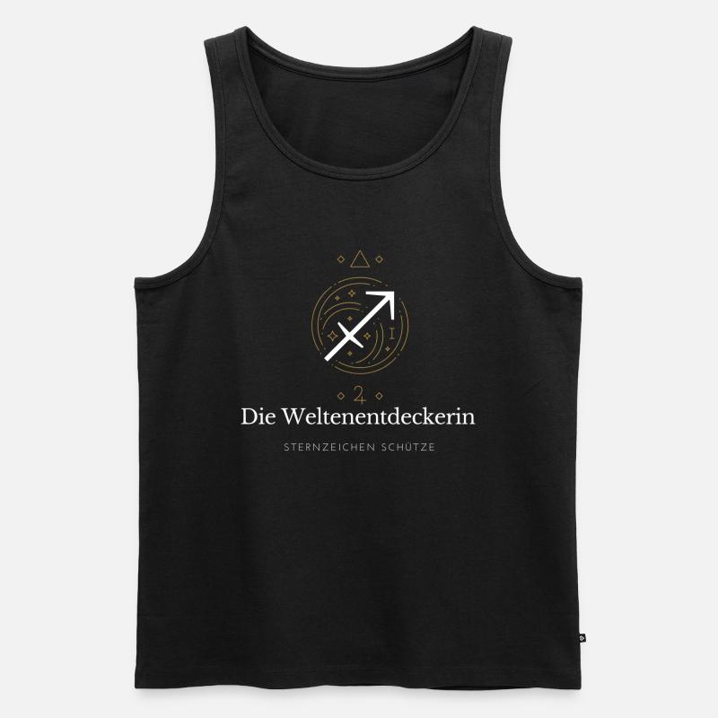 Weltenentdeckerin Sternzeichen - Männer Premium Bio Tank Top - Schwarz