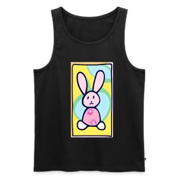 Pastel Bunny Easter Bunny on Yellow Background - Men's Premium Organic Tank Top - black - Front - AI Model Male 178 light (178cm)