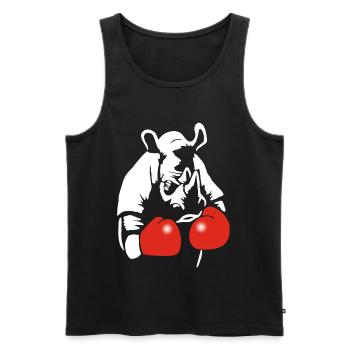 Rhinocéros boxeur - Débardeur bio Premium Homme - noir - Devant - Michal (187cm)