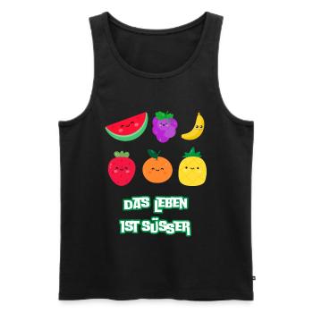 Life Is Sweeter With Fruit - Men's Premium Organic Tank Top - black - Front - AI Model Male 178 light (178cm)