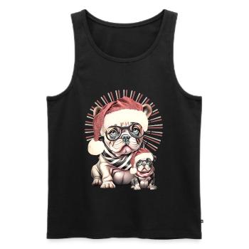 Weihnachts Bulldogge Duo - Männer Premium Bio Tank Top - Schwarz - Vorne - AI Model Male 178 light (178cm)