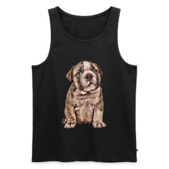 Kuscheliger Welpenblick - Hunde-Porträt - Männer Premium Bio Tank Top - Schwarz - Vorne - Michal (187cm)