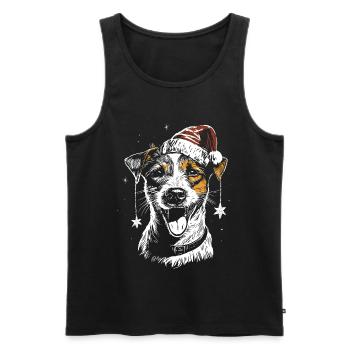 Jack Russell Terrier mit Weihnachtsmütze und Stern - Männer Premium Bio Tank Top - Schwarz - Vorne - Michal (187cm)