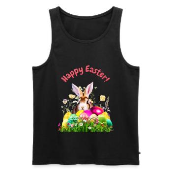 Cute Easter bunny with colorful eggs - Men's Premium Organic Tank Top - black - Front - AI Model Male 178 light (178cm)