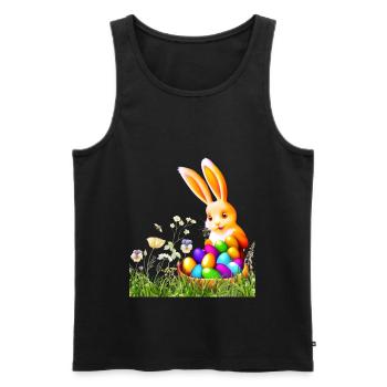 Easter bunny with colorful eggs - Men's Premium Organic Tank Top - black - Front - AI Model Male 178 light (178cm)