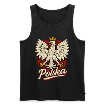 Pologne Polska aigle drapeau drapeau épique cadeau - Débardeur bio Premium Homme - noir - Devant - AI Model Male 178 light (178cm)