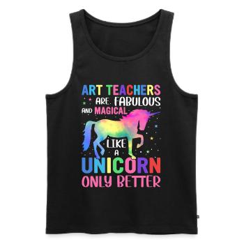 Bunte Einhorn-Kunst, die Lehrer lieben - Männer Premium Bio Tank Top - Schwarz - Vorne - Michal (187cm)