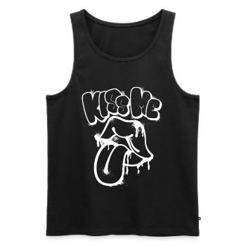 embrasse-moi bouche graffiti street art - Débardeur bio Premium Homme - noir - Devant - AI Model Male 178 light (178cm)