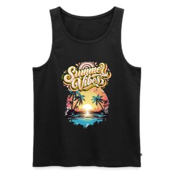 Summer Mood Palm Trees Sunset - Men's Premium Organic Tank Top - black - Front - AI Model Male 178 light (178cm)