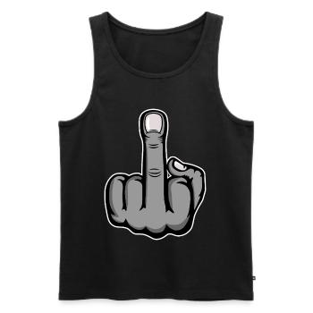 Middle Finger Stinky Finger Design Grey - Men's Premium Organic Tank Top - black - Front - Michal (187cm)