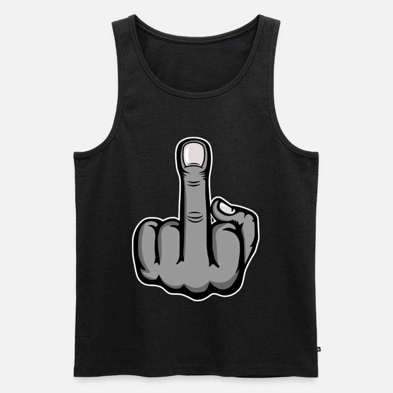 Mittelfinger Stinkefinger Design Grau - Männer Premium Bio Tank Top - Schwarz