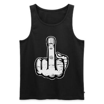 Middle Finger Stinky Finger Design Grey - Men's Premium Organic Tank Top - black - Front - AI Model Male 178 light (178cm)
