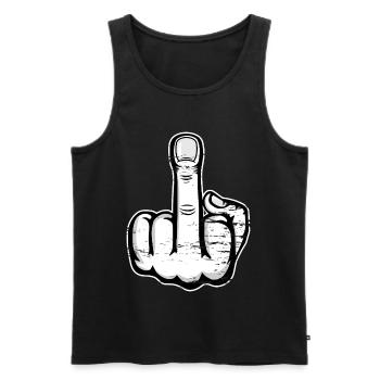 Middle finger stinky finger design white used - Men's Premium Organic Tank Top - black - Front - AI Model Male 178 light (178cm)