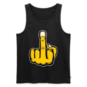 Mittelfinger Stinkefinger Design Gelb used - Männer Premium Bio Tank Top - Schwarz - Vorne - AI Model Male 178 light (178cm)