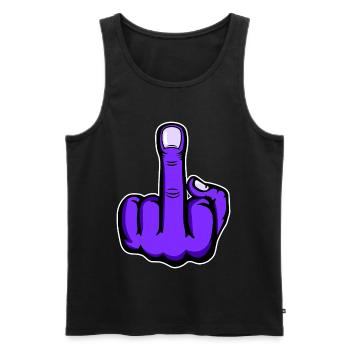 Mittelfinger_Lila - Männer Premium Bio Tank Top - Schwarz - Vorne - AI Model Male 178 light (178cm)
