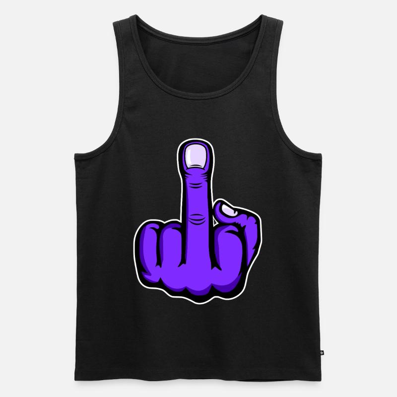 Mittelfinger_Lila - Männer Premium Bio Tank Top - Schwarz