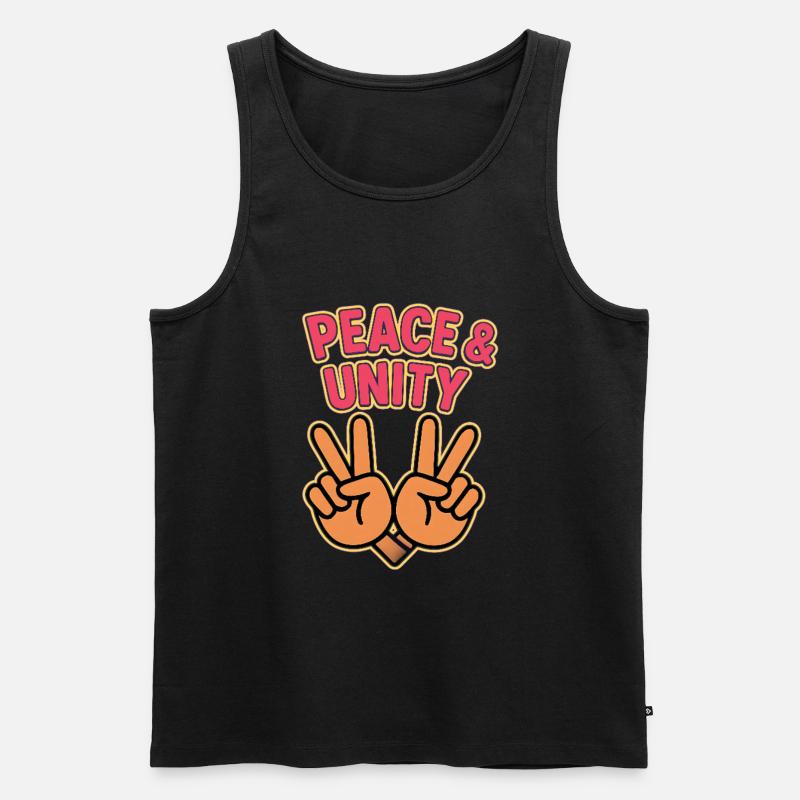 Frieden & Einheit Hand Friedenszeichen - Männer Premium Bio Tank Top - Schwarz