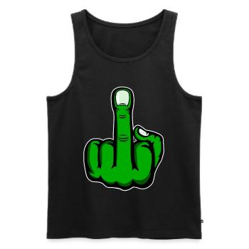 Middle Finger Stinky Finger Fuck You Design Green - Men's Premium Organic Tank Top - black - Front - AI Model Male 178 light (178cm)