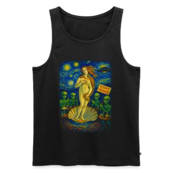 Vivat Venus Alien Gala UFO - Débardeur bio Premium Homme - noir - Devant - AI Model Male 178 light (178cm)