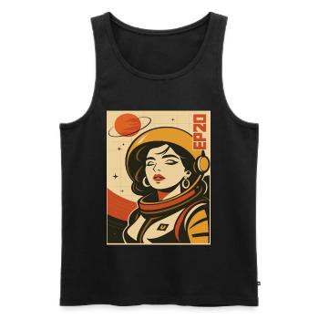 Astronaut Retro Space Comic - Débardeur bio Premium Homme - noir - Devant - AI Model Male 178 light (178cm)