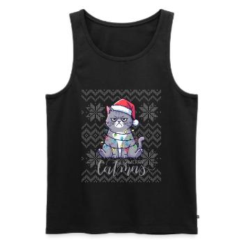 Chatmas lumineux Noël - Débardeur bio Premium Homme - noir - Devant - AI Model Male 178 light (178cm)