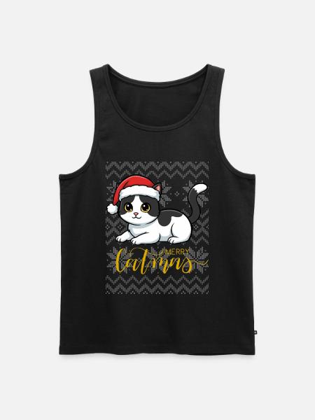 Christmas kitten in red hat - Men's Premium Organic Tank Top - black
