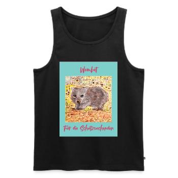 Illustration du chercheur de refuge Wombat - Débardeur bio Premium Homme - noir - Devant - Michal (187cm)
