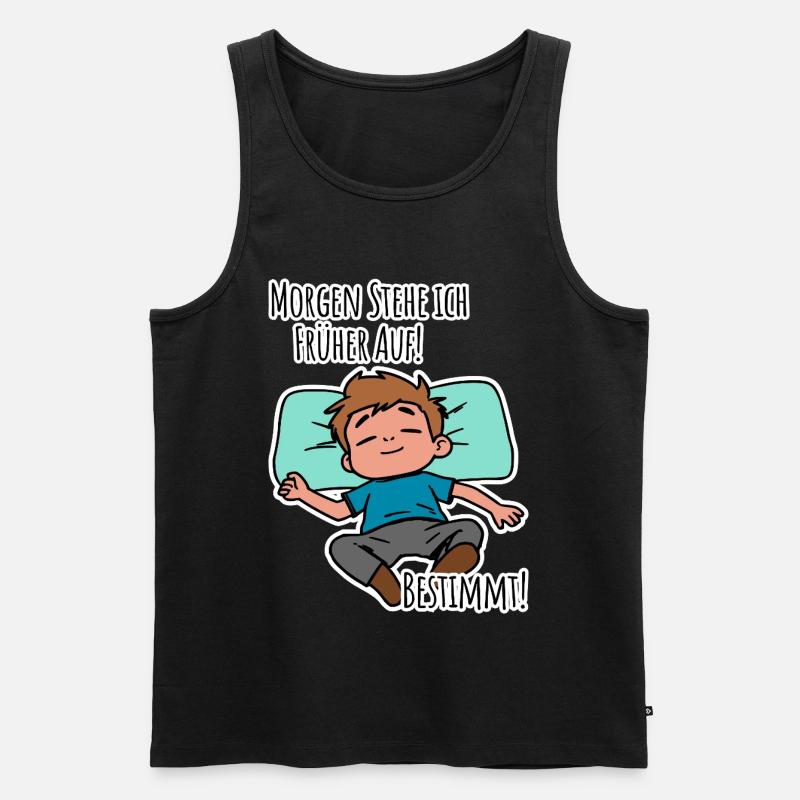 Morgenmuffel? Früh aufstehen oder faulenzen? - Männer Premium Bio Tank Top - Schwarz