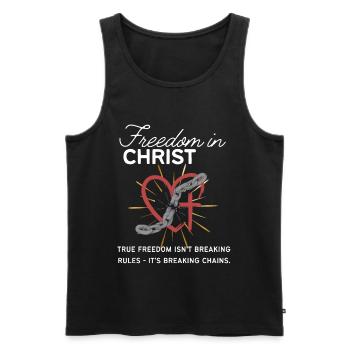 True freedom break the chains - not the rules - Men's Premium Organic Tank Top - black - Front - AI Model Male 178 light (178cm)