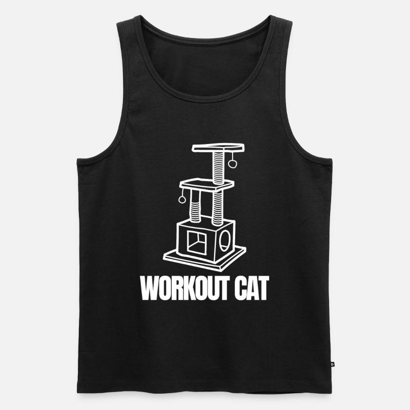 Workout Cat Emblem - Men's Premium Organic Tank Top - black