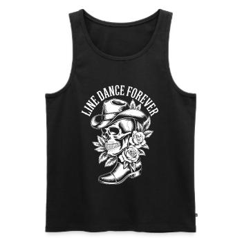 Lust for Life Skull with Flower Hat - Men's Premium Organic Tank Top - black - Front - AI Model Male 178 light (178cm)
