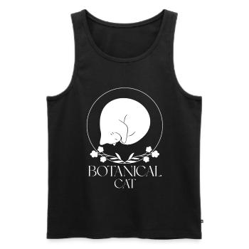 Chat Botanique Minimaliste - Débardeur bio Premium Homme - noir - Devant - AI Model Male 178 light (178cm)