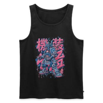Samurai Mech – Motif de robot manga d’anime - Débardeur bio Premium Homme - noir - Devant - AI Model Male 178 light (178cm)