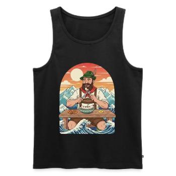 Weißwurst Alpen Kawaii Anime - Débardeur bio Premium Homme - noir - Devant - AI Model Male 178 light (178cm)