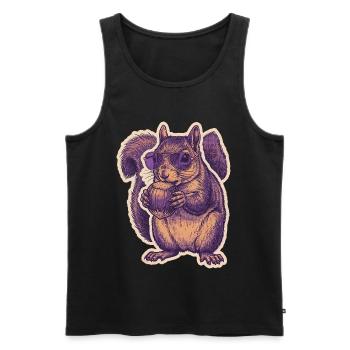 Squirrel with sunglasses nibbling hazelnut - Men's Premium Organic Tank Top - black - Front - AI Model Male 178 light (178cm)
