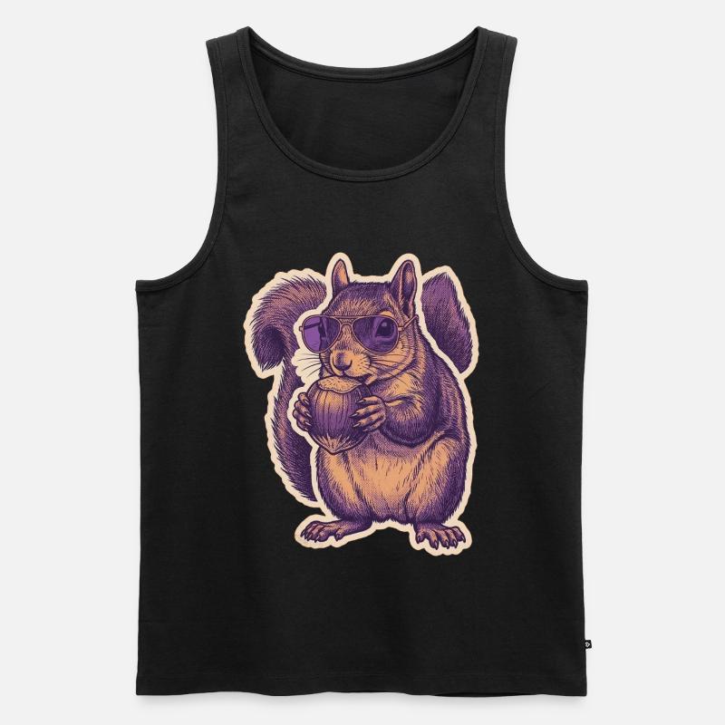 Eichhörnchen Mit Sonnenbrille Knabbert Haselnuss - Männer Premium Bio Tank Top - Schwarz