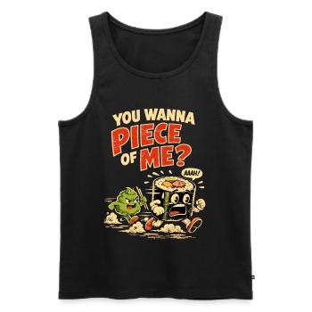 Wasabi Hunt: Retro Sushi Saying – Piece of Me? - Men's Premium Organic Tank Top - black - Front - AI Model Male 178 light (178cm)